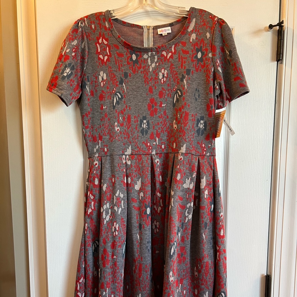 NWT Lularoe Amelia dress, grey ikat print, XL